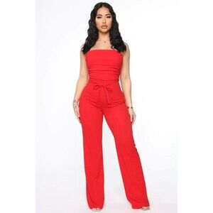 Women Fashion Nova Thea Jumpsuit - Red Size XL